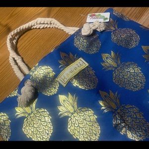 Blue & Gold Pineapple Hawaii Tote Bag